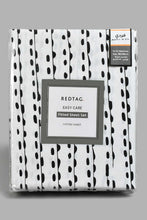 تنزيل الصورة على معرض الصور، Redtag-White/Black-Stripe-Printed-Fitted-Sheet-(Single-Size)-Fitted-Sheets-Home-Bedroom-