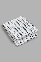 Load image into Gallery viewer, Redtag-White/Black-Stripe-Printed-Fitted-Sheet-(Twin-Size)-Fitted-Sheets-Home-Bedroom-