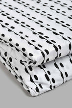 Load image into Gallery viewer, Redtag-White/Black-Stripe-Printed-Fitted-Sheet-(Twin-Size)-Fitted-Sheets-Home-Bedroom-