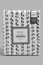 Load image into Gallery viewer, Redtag-White/Black-Stripe-Printed-Fitted-Sheet-(Twin-Size)-Fitted-Sheets-Home-Bedroom-