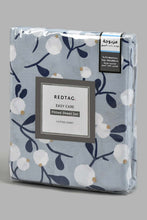 Load image into Gallery viewer, Redtag-Teal-Floral-Printed-Fitted-Sheet-(Double-Size)-Fitted-Sheets-Home-Bedroom-