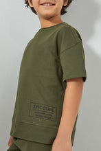 Load image into Gallery viewer, Redtag-Dark-Green-Oversized-T-Shirt-Graphic-Prints-Boys-2 to 8 Years