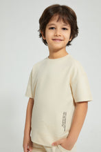 Load image into Gallery viewer, Redtag-Beige-Oversized-T-Shirt-Graphic-Prints-Boys-2 to 8 Years