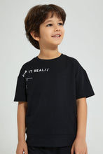 Load image into Gallery viewer, Redtag-Black-Oversized-T-Shirt-Graphic-Prints-Boys-2 to 8 Years