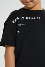 Load image into Gallery viewer, Redtag-Black-Oversized-T-Shirt-Graphic-Prints-Boys-2 to 8 Years
