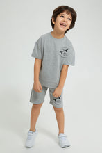 تنزيل الصورة على معرض الصور، Redtag-Grey-Marl-Oversized-T-Shirt-Graphic-Prints-Boys-2 to 8 Years