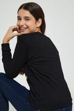 تنزيل الصورة على معرض الصور، Redtag-Black-L/S-Girly-Print-T-Shirt-Long-Sleeves-Senior-Girls-9 to 14 Years