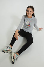 تنزيل الصورة على معرض الصور، Redtag-Mid-Grey-L/S-Floral-Graphic-T-Shirt-Long-Sleeves-Senior-Girls-9 to 14 Years