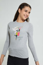 تنزيل الصورة على معرض الصور، Redtag-Mid-Grey-L/S-Floral-Graphic-T-Shirt-Long-Sleeves-Senior-Girls-9 to 14 Years