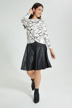 تنزيل الصورة على معرض الصور، Redtag-Long-Sleeve-Front-Knot-Jacquard-Top-All-Over-Prints-Senior-Girls-9 to 14 Years
