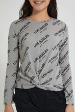 تنزيل الصورة على معرض الصور، Redtag-Long-Sleeve-Front-Knot-Jacquard-Top-All-Over-Prints-Senior-Girls-9 to 14 Years