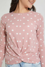 تنزيل الصورة على معرض الصور، Redtag-L/S-Front-Knot-Jacquard-Top-Long-Sleeves-Senior-Girls-9 to 14 Years