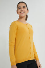 تنزيل الصورة على معرض الصور، Redtag-Mustard-Button-Front-Cardigan-Cardigans-Senior-Girls-9 to 14 Years