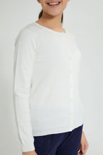 تنزيل الصورة على معرض الصور، Redtag-White-Button-Front-Cardigan-Cardigans-Senior-Girls-9 to 14 Years