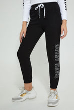 تنزيل الصورة على معرض الصور، Redtag-Black-Brushed-Jogger-Pant-With-Print-Cargo-Pants-Senior-Girls-9 to 14 Years