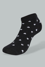 Load image into Gallery viewer, Redtag-Black/Grey/White-Heart-Polka-Printed-Ankle-Socks-(5-Pack)-Ankle-Length-Women's-