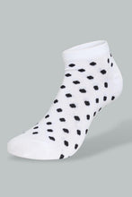 Load image into Gallery viewer, Redtag-Black/Grey/White-Heart-Polka-Printed-Ankle-Socks-(5-Pack)-Ankle-Length-Women's-