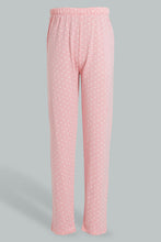 Load image into Gallery viewer, Redtag-Pink/Black-Tea-Chest-Print-Top-And-Pink/White-Overall-Star-Print-Pjset-Pyjama-Sets-Senior-Girls-9 to 14 Years