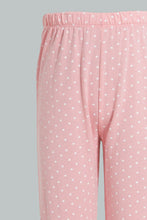 Load image into Gallery viewer, Redtag-Pink/Black-Tea-Chest-Print-Top-And-Pink/White-Overall-Star-Print-Pjset-Pyjama-Sets-Senior-Girls-9 to 14 Years