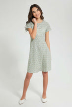 تنزيل الصورة على معرض الصور، Redtag-Green-Floral-Girls-Senior-Skater-Dress-Dresses-Senior-Girls-9 to 14 Years