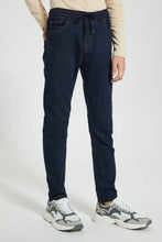 Load image into Gallery viewer, Redtag-Dark-Wash-Pull-On-Jean-Jeans-Slim-Fit-Senior-Boys-9 to 14 Years
