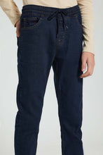 Load image into Gallery viewer, Redtag-Dark-Wash-Pull-On-Jean-Jeans-Slim-Fit-Senior-Boys-9 to 14 Years