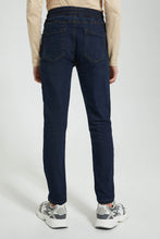Load image into Gallery viewer, Redtag-Dark-Wash-Pull-On-Jean-Jeans-Slim-Fit-Senior-Boys-9 to 14 Years
