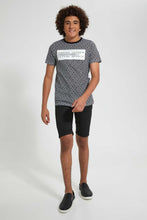 Load image into Gallery viewer, Redtag-Black-Pull-On-Trouser-Short-Chino-Shorts-Senior-Boys-9 to 14 Years
