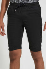 Load image into Gallery viewer, Redtag-Black-Pull-On-Trouser-Short-Chino-Shorts-Senior-Boys-9 to 14 Years