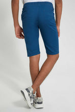 Load image into Gallery viewer, Redtag-Blue-Pull-On-Trouser-Short-Chino-Shorts-Senior-Boys-9 to 14 Years