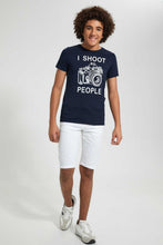 Load image into Gallery viewer, Redtag-White-Pull-On-Trouser-Short-Chino-Shorts-Senior-Boys-9 to 14 Years