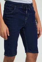 Load image into Gallery viewer, Redtag-Dark-Wash-Pull-On-Short-Denim-Shorts-Senior-Boys-9 to 14 Years