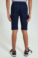 Load image into Gallery viewer, Redtag-Dark-Wash-Pull-On-Short-Denim-Shorts-Senior-Boys-9 to 14 Years