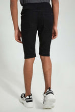 Load image into Gallery viewer, Redtag-Black-Pull-On-Short-Denim-Shorts-Senior-Boys-9 to 14 Years