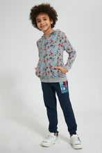 تنزيل الصورة على معرض الصور، Redtag-Grey-Splat-Print-Hooded-Zip-Through-Sweat-Sweatshirts-Boys-2 to 8 Years