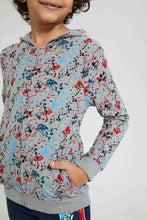 تنزيل الصورة على معرض الصور، Redtag-Grey-Splat-Print-Hooded-Zip-Through-Sweat-Sweatshirts-Boys-2 to 8 Years