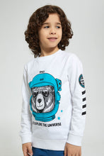 تنزيل الصورة على معرض الصور، Redtag-White-Bear-Space-Print-Crew-Neck-Sweatshirt-Sweatshirts-Boys-2 to 8 Years