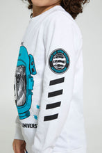 تنزيل الصورة على معرض الصور، Redtag-White-Bear-Space-Print-Crew-Neck-Sweatshirt-Sweatshirts-Boys-2 to 8 Years