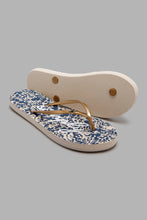 Load image into Gallery viewer, Redtag-Gold-Flip-Flop-With-Navy-Print-Sock-Character,-Colour:Gold,-Filter:Women's-Footwear,-New-In,-New-In-Women-FOO,-Non-Sale,-S22A,-Women-Flip-Flops-Women's-