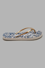 Load image into Gallery viewer, Redtag-Gold-Flip-Flop-With-Navy-Print-Sock-Character,-Colour:Gold,-Filter:Women's-Footwear,-New-In,-New-In-Women-FOO,-Non-Sale,-S22A,-Women-Flip-Flops-Women's-