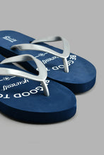 تنزيل الصورة على معرض الصور، Redtag-Silver-Flip-Flop-With-Navy-Slogan-Sock-Colour:Silver,-Filter:Women's-Footwear,-New-In,-New-In-Women-FOO,-Non-Sale,-S22A,-Section:Women,-Women-Flip-Flops-Women's-