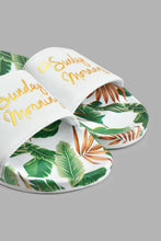 Load image into Gallery viewer, Redtag-Sunday-Slogan-Slide-Colour:White,-Filter:Women's-Footwear,-New-In,-New-In-Women-FOO,-Non-Sale,-S22A,-Section:Women,-Women-Flip-Flops-Women's-