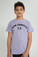تنزيل الصورة على معرض الصور، Redtag-Lilac-Flock-T-Shirt-Graphic-Prints-Senior-Boys-9 to 14 Years