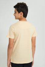 تنزيل الصورة على معرض الصور، Redtag-Beige-Henley-T-Shirt-Plain-Senior-Boys-9 to 14 Years