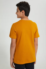 تنزيل الصورة على معرض الصور، Redtag-Yellow-Henley-T-Shirt-Plain-Senior-Boys-9 to 14 Years