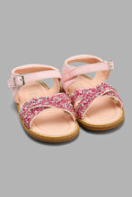 Load image into Gallery viewer, Redtag-Pink-Glitter-Strap-Sandal-Sandals-Infant-Girls-1 to 3 Years