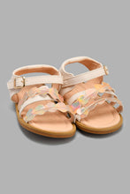 Load image into Gallery viewer, Redtag-Beige-Floral-Strap-Sandal-Sandals-Infant-Girls-1 to 3 Years