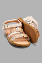 Load image into Gallery viewer, Redtag-Beige-Floral-Strap-Sandal-Sandals-Infant-Girls-1 to 3 Years