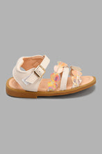 Load image into Gallery viewer, Redtag-Beige-Floral-Strap-Sandal-Sandals-Infant-Girls-1 to 3 Years