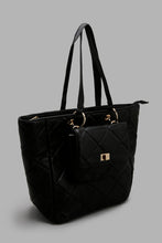 Load image into Gallery viewer, Redtag-Black-Tote-With-Quilting-And-Small-Pouch-Colour:Black,-Filter:Women's-Accessories,-New-In,-New-In-Women-ACC,-Non-Sale,-W21B,-Women-Handbags-Women-